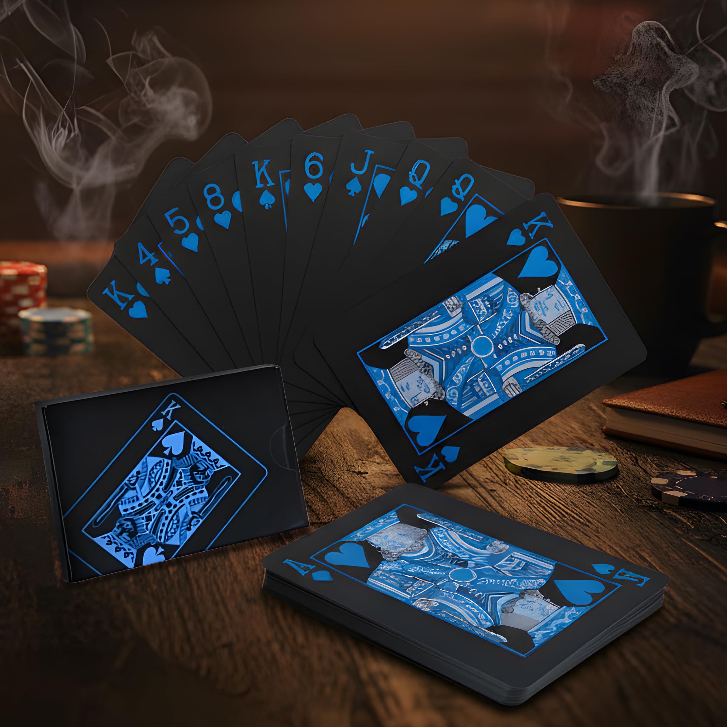 Toyshine Waterproof Plastic Playing Cards, Black Color, Classic